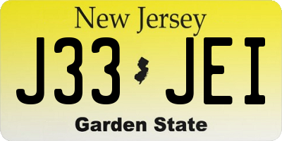 NJ license plate J33JEI