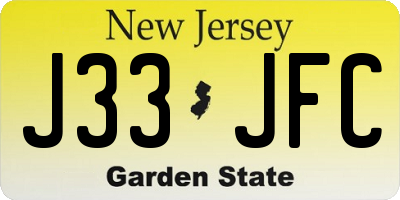 NJ license plate J33JFC