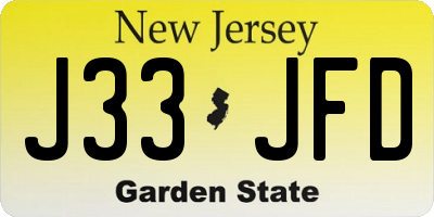 NJ license plate J33JFD