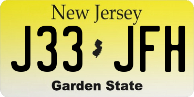 NJ license plate J33JFH