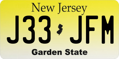 NJ license plate J33JFM