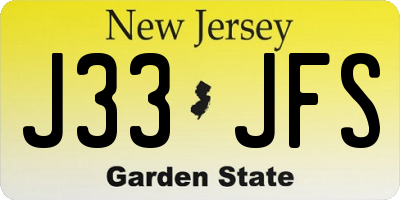 NJ license plate J33JFS