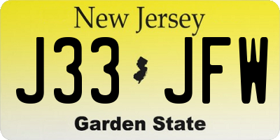 NJ license plate J33JFW