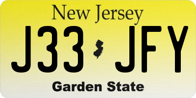 NJ license plate J33JFY