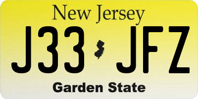 NJ license plate J33JFZ