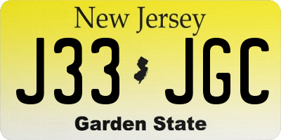 NJ license plate J33JGC