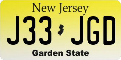 NJ license plate J33JGD
