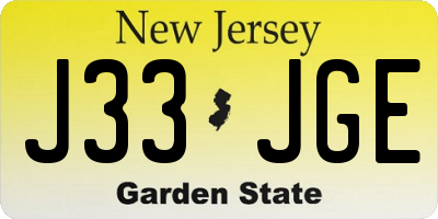 NJ license plate J33JGE