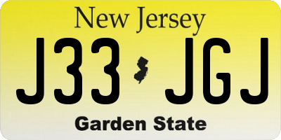 NJ license plate J33JGJ