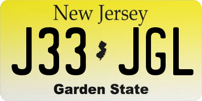 NJ license plate J33JGL