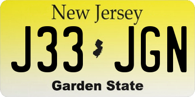 NJ license plate J33JGN