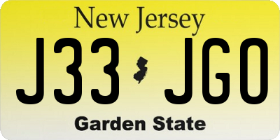 NJ license plate J33JGO