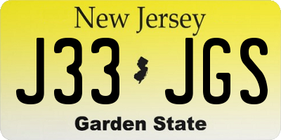 NJ license plate J33JGS