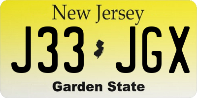 NJ license plate J33JGX