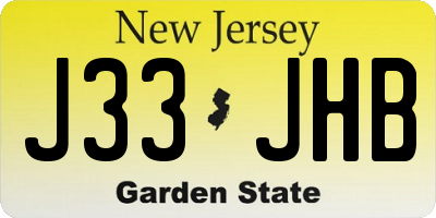 NJ license plate J33JHB