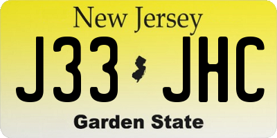 NJ license plate J33JHC