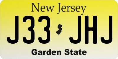 NJ license plate J33JHJ