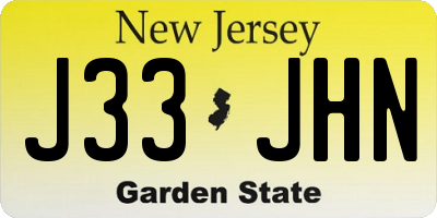 NJ license plate J33JHN