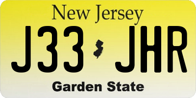 NJ license plate J33JHR