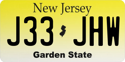NJ license plate J33JHW