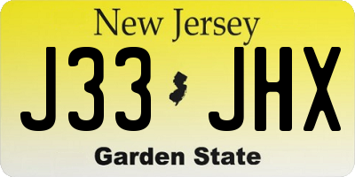 NJ license plate J33JHX