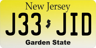 NJ license plate J33JID