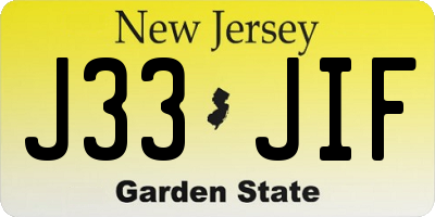 NJ license plate J33JIF