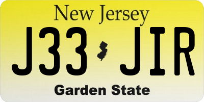 NJ license plate J33JIR