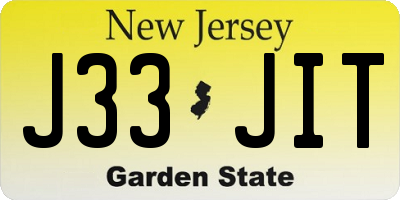 NJ license plate J33JIT