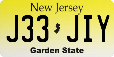NJ license plate J33JIY