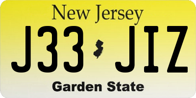 NJ license plate J33JIZ