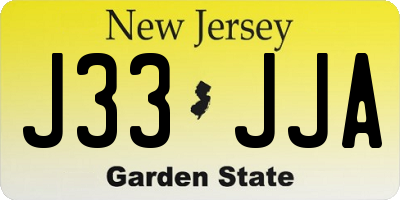 NJ license plate J33JJA