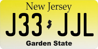 NJ license plate J33JJL