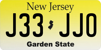 NJ license plate J33JJO