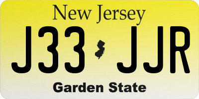 NJ license plate J33JJR