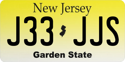 NJ license plate J33JJS