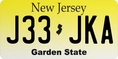 NJ license plate J33JKA