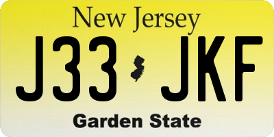 NJ license plate J33JKF