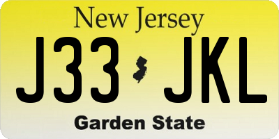 NJ license plate J33JKL