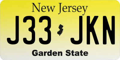NJ license plate J33JKN