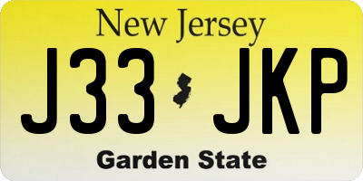 NJ license plate J33JKP