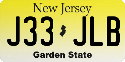 NJ license plate J33JLB