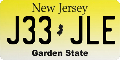 NJ license plate J33JLE