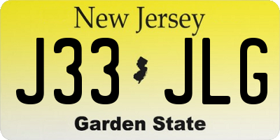 NJ license plate J33JLG