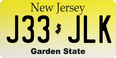 NJ license plate J33JLK