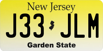 NJ license plate J33JLM