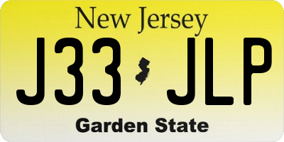 NJ license plate J33JLP