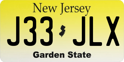 NJ license plate J33JLX