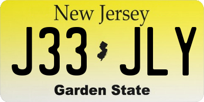 NJ license plate J33JLY