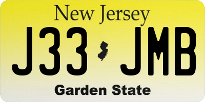 NJ license plate J33JMB